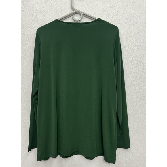 Susan Graver Occasions Women Top Large Green Liquid Knit Embellished Beaded - Picture 2 of 5